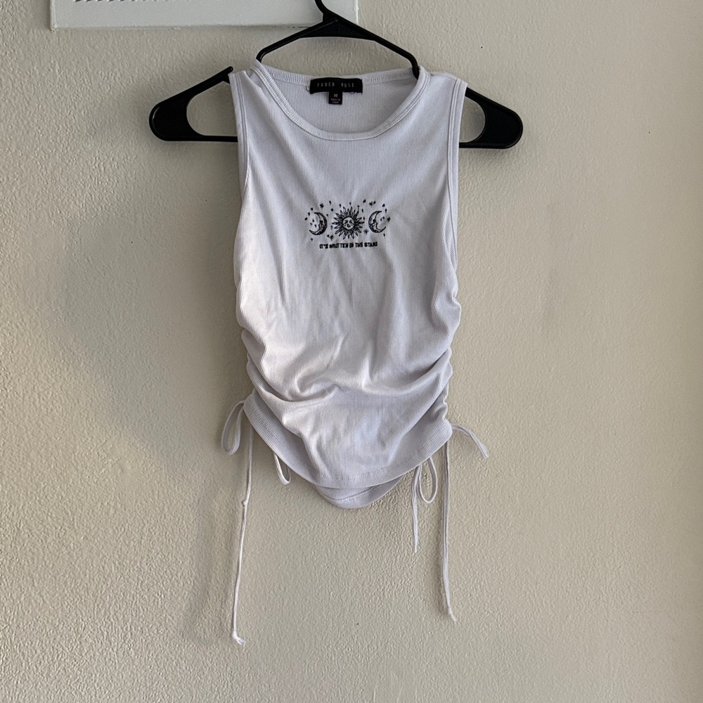 White Tank Top with Celestial Design